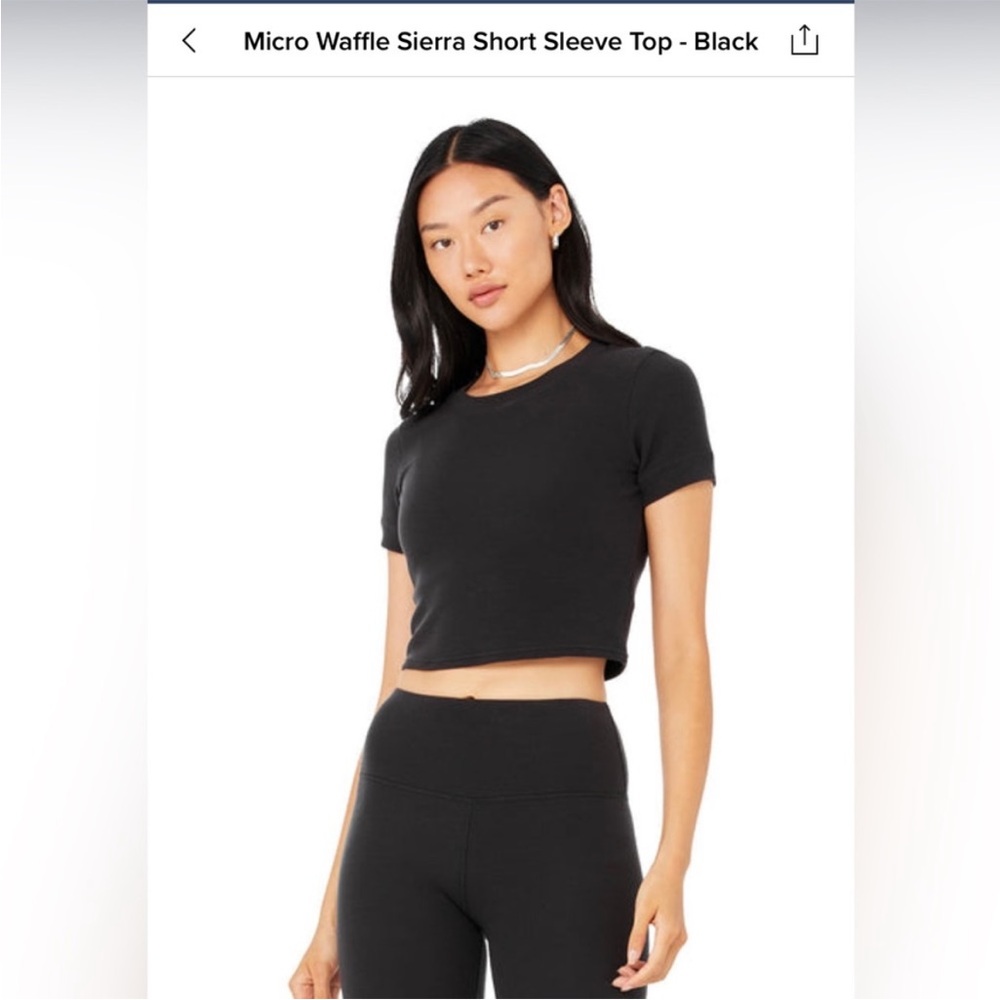 Alo Micro Waffle Sierra Short Sleeve Top - Black